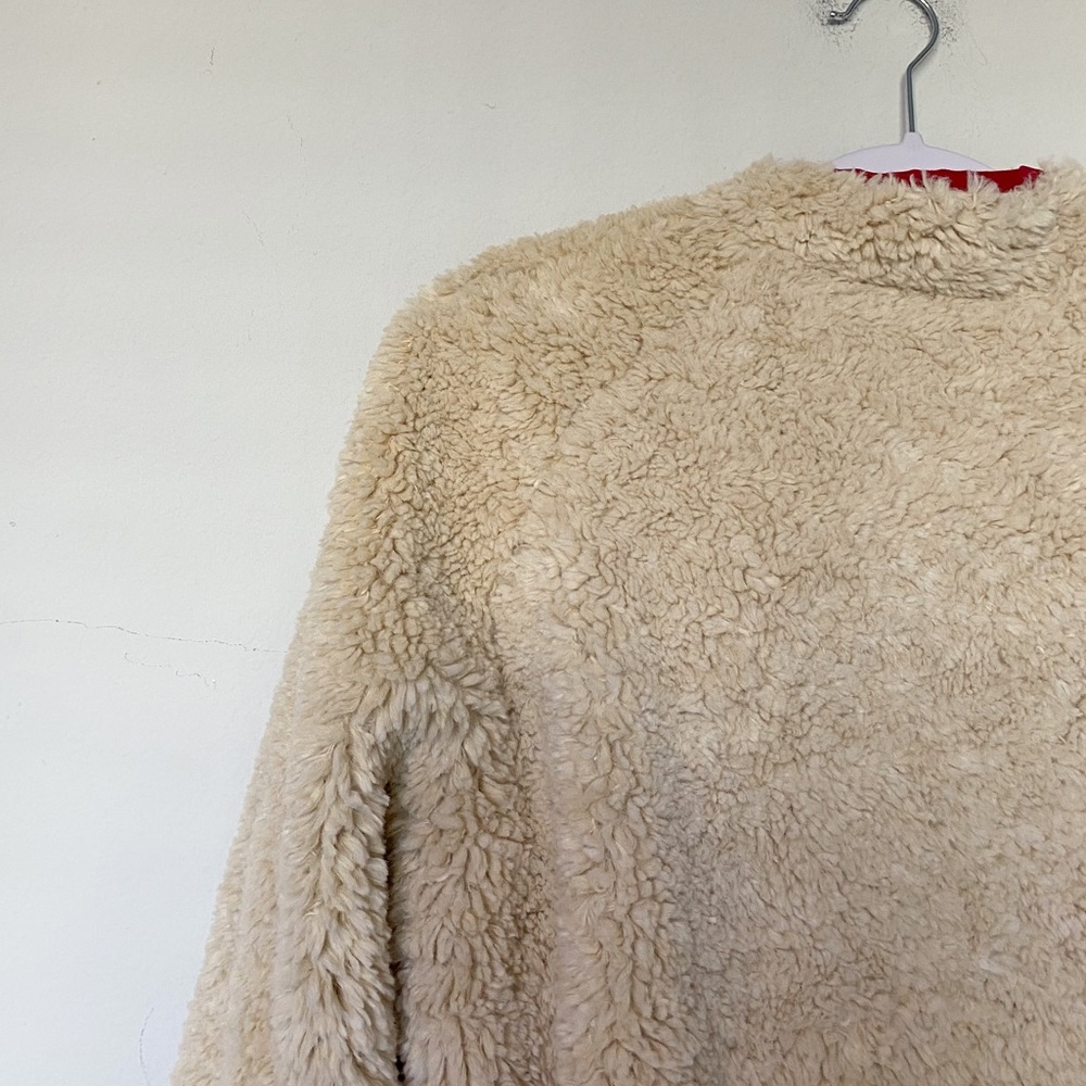 MOTHER Cream Teddy Jacket with Red Accents - Picture 12 of 13
